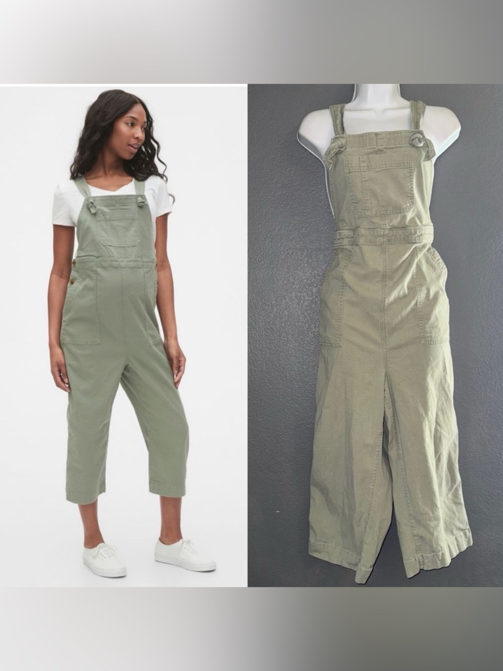 GAP Maternity Womens Olive Green Denim Overalls Jumpsuit size Medium